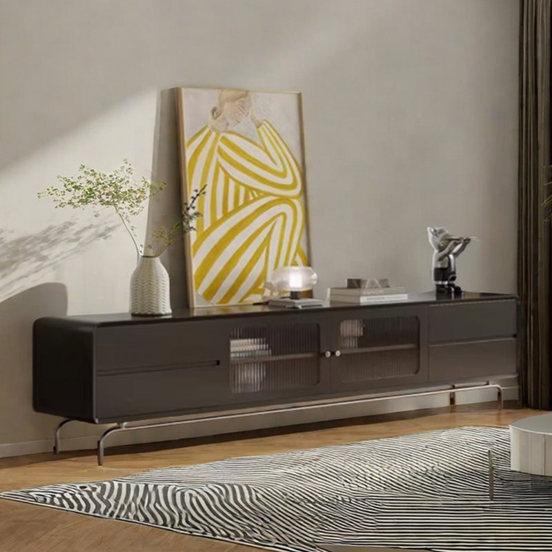 Meuble télé moderne au sens simple, 86.61", Noir, noir, noir, noir