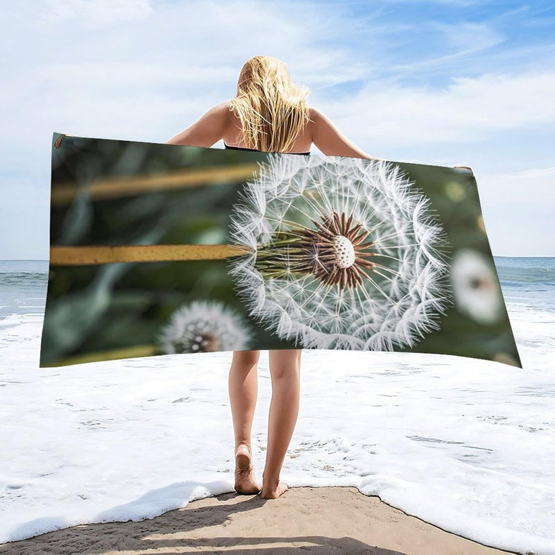 Oversized Dandelion Beach Towel Soft Microfiber Bath Towel Quick Dry Absorbent Travel Pool Towels Lightweight Sand Free Blanket Machine Washable for Swim Picnic 60*80inch