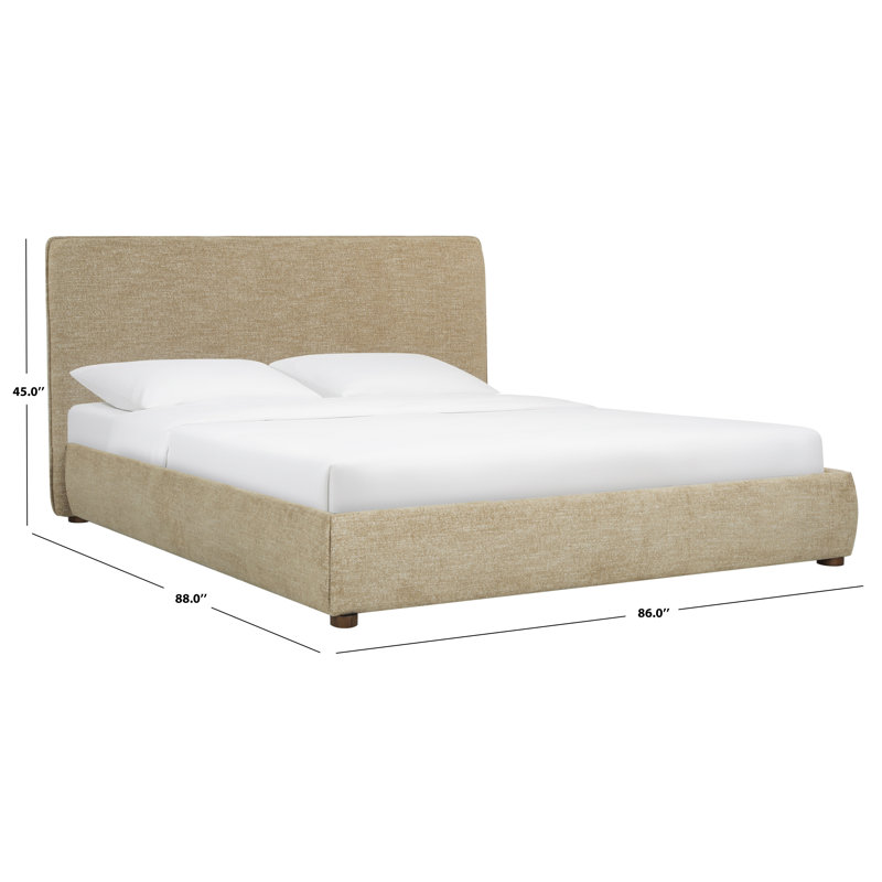 Callahan Upholstered Bed, King, Brown Faux Sherpa