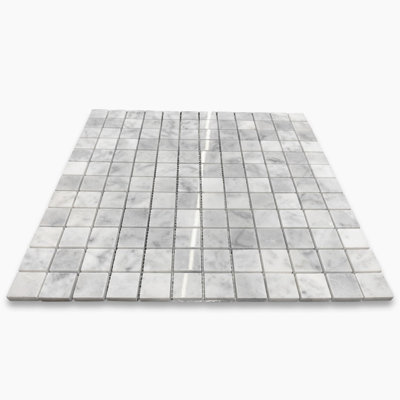 Carrara White Marble 1X1 Square Mosaic Tile Polished