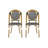 Outdoor PE Ratten And Aluminum french Chair, Set Of 2, Black & White, Bamboo Print Finish-1058208094