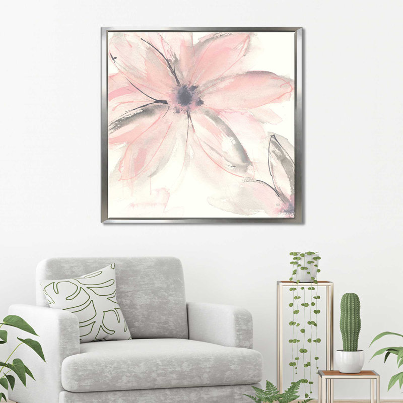 «Blush Clematis II», reproduction d'art sur toile, H 31,5 po x l 31,5 po x P 2 po, Cadre flottant argent
