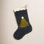 Chaussette de Noël en laine feutrée à la main - Arbre sur bleu marine