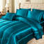 Ensemble d'édredon en satin avec draps pour lit très grand 8 pièces Silk Like Peacock Green-123195282-123195284