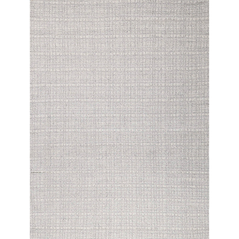 Alpine Hand Loomed Plaid Area Rug in Silver/Ivory, Rectangle 2' x 3'