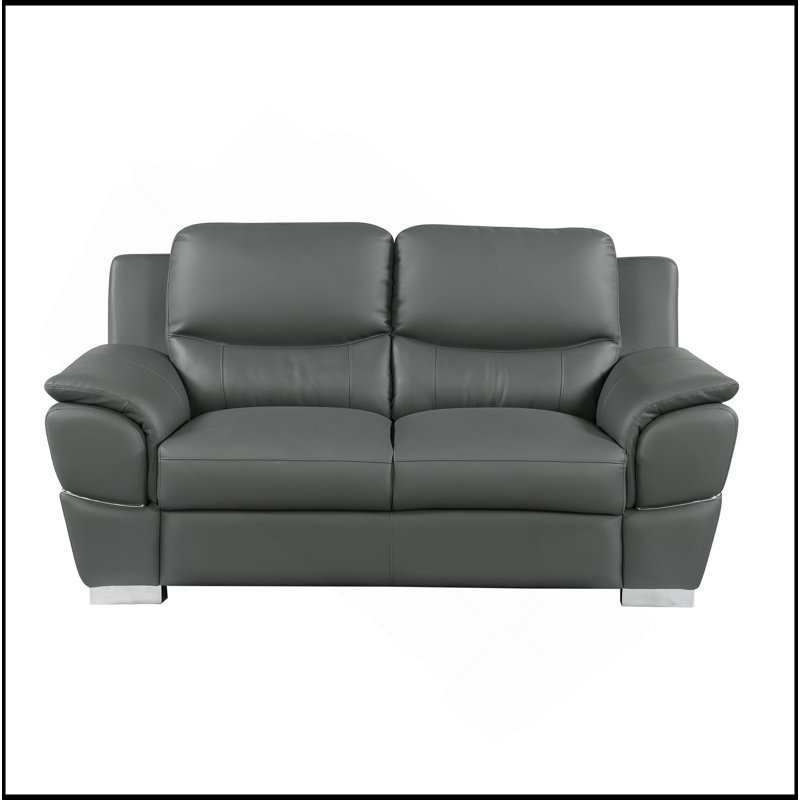 Causeuse en cuir véritable, Gris