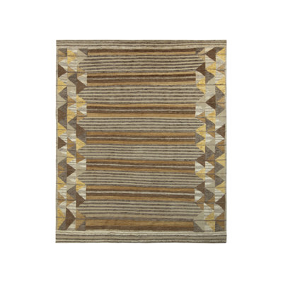 Scandinavian Hand Knotted Wool Geometric Area Rug
