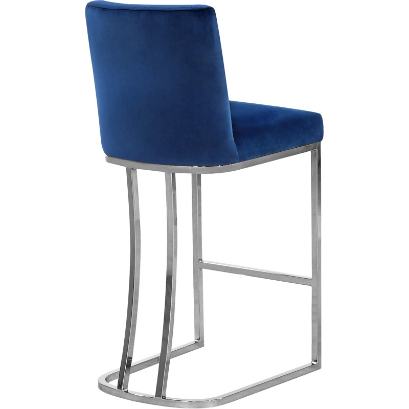 Heidi 26" Counter Stool, Navy Velvet, Chrome