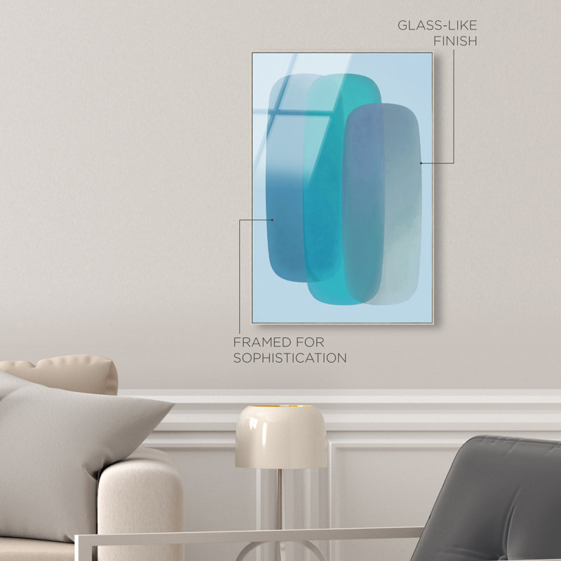Teal Gradients Print by Oliver Gal, 16"H x 11"W, Silver Floater Frame