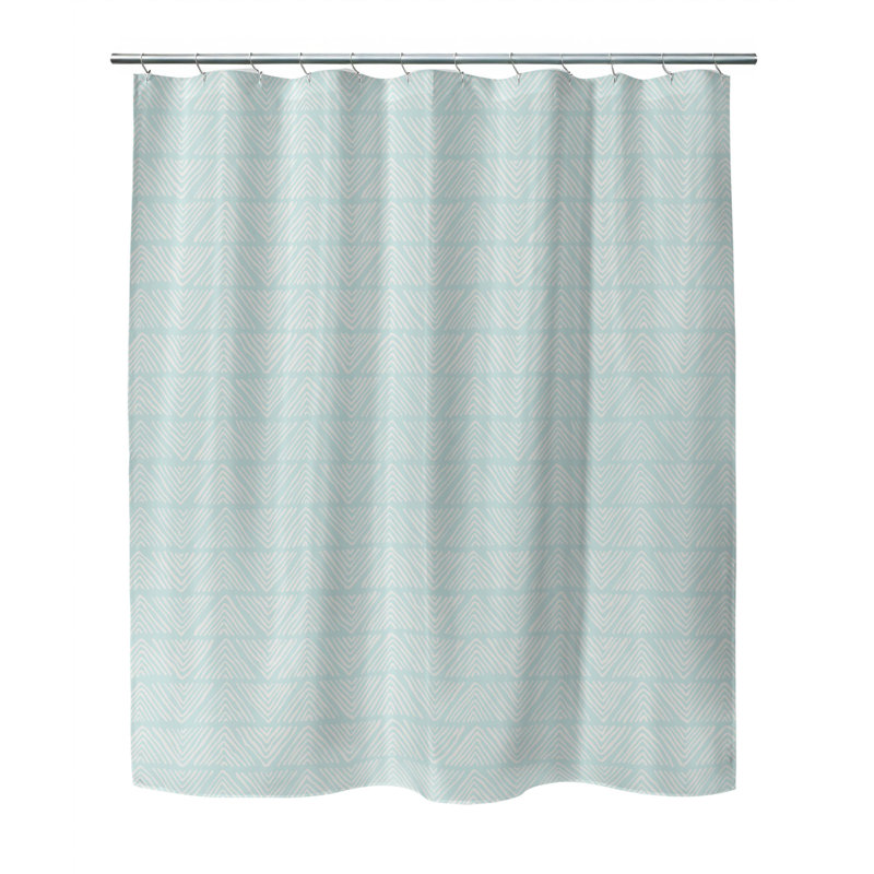Chev Wave Stripe Ultra-Thin Lightweight Shower Curtain, Blue/Light Blue