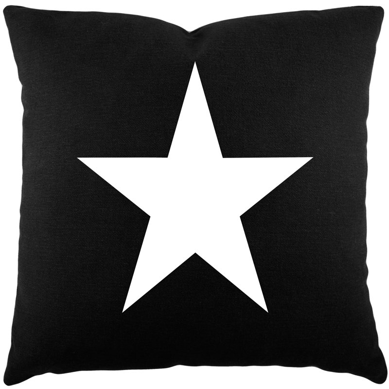 Coussin décoratif en coton star Louth, 18 po x 18 po, Fumée cendrée / blanc
