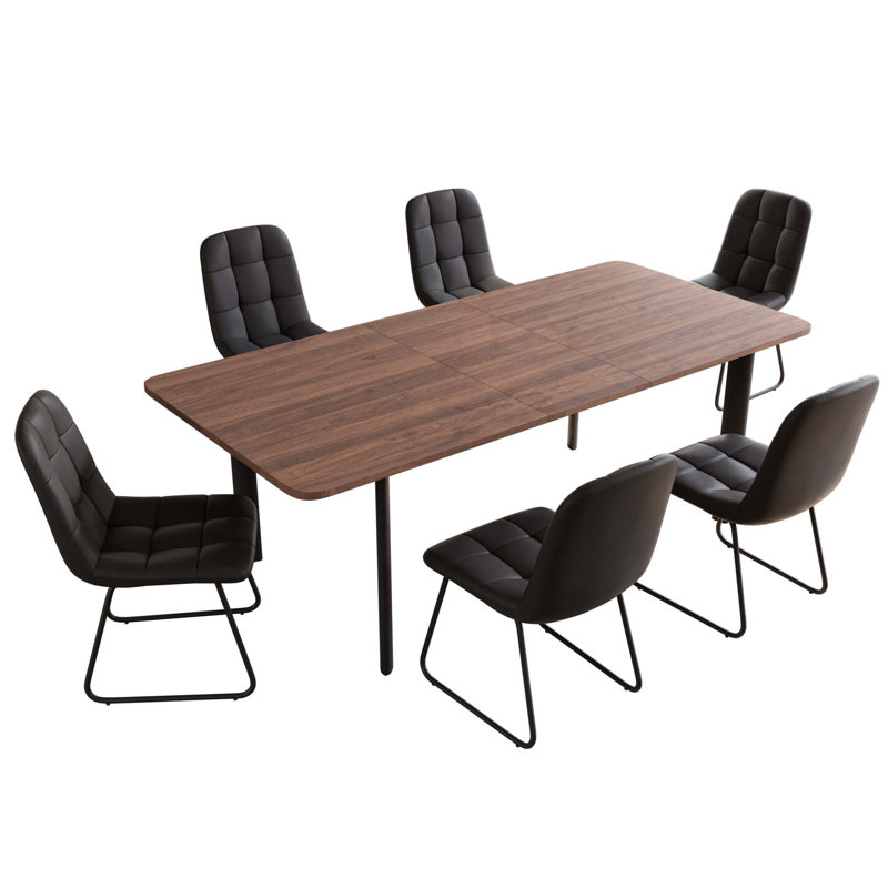 6 - Person Drop Leaf Dining Set, Black