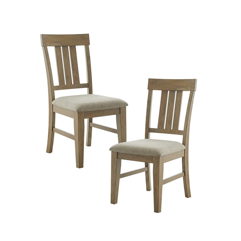2 Dining Side Chairs, Solid Wood, Relaxing Upholstered Seat, 300 Lbs Weight Capacity, Reclaim Grey Shade 2pcs Strong Cushioned Seat Area, Capability, Finish