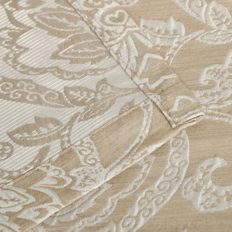 HausHome Jacquard Damask Semi-Sheer Grommet Curtain Panels, Linen, 52" x 63"