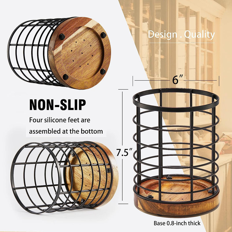 Metal Round Utensil Crock