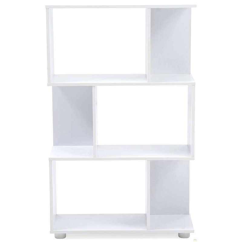 Bibliothèque manoir moderne à 3 tablettes décalées, blanc