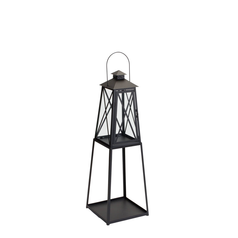 Lantern (Set Of 2) 10.75"L X 33"H, 12.25"L X 41"H Iron/Glass