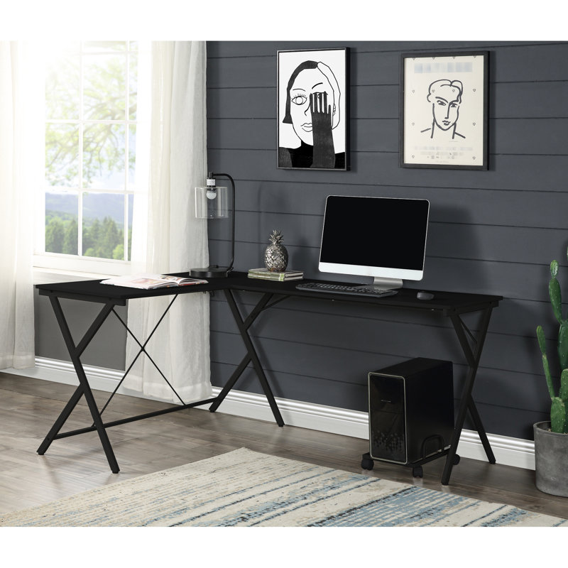 Black Computer Table With 63.07 In. Width For Spacious Setup Space Desk In Rectangular Top