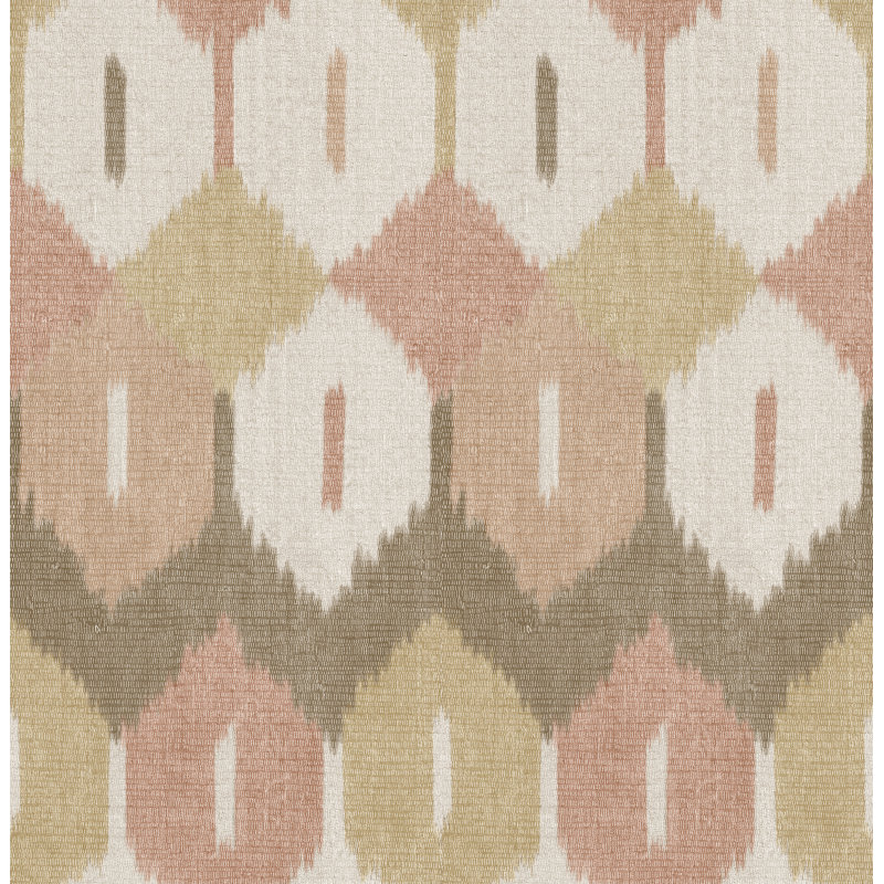 Papier peint Abilene Abricot Ikat, Orange