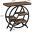 Table de bout étroite 25,59 pouces à 3 niveaux avec rangement - table d'appoint en bois d'ingénierie avec cadre noir (brun rustique et noir)