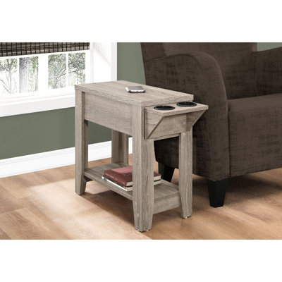 Table d'appoint de salon et de chambre à coucher, stratifié taupe foncé, améliorant les options de rangement dans la table de la maison avec zones cachées incluses