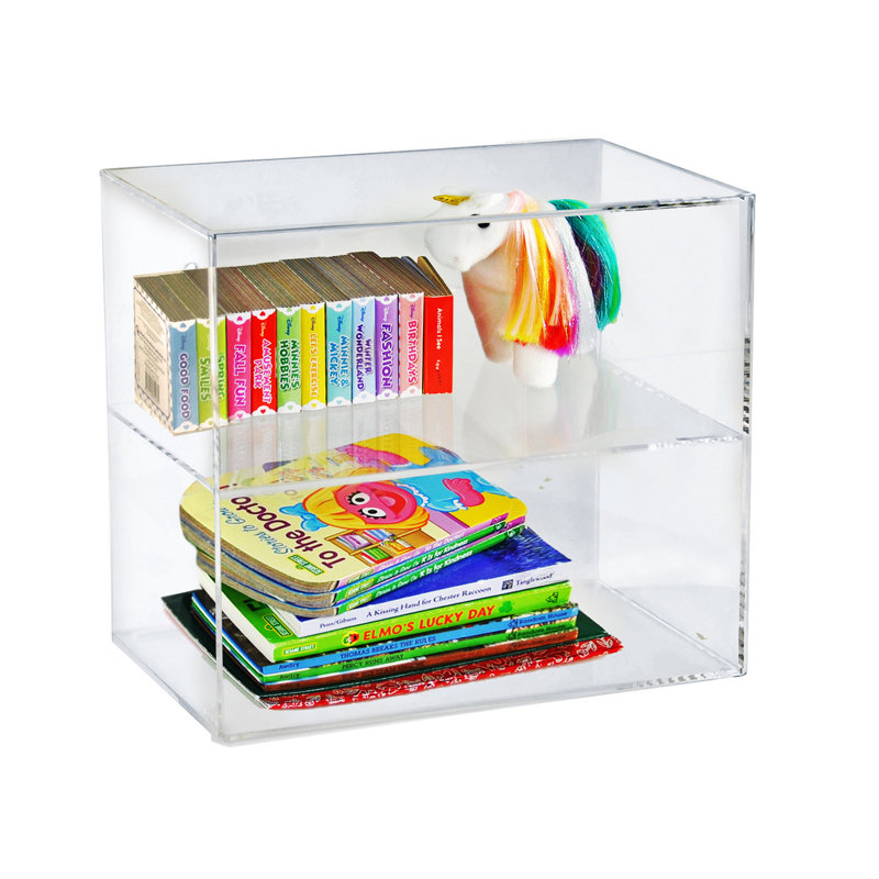 Azar Displays Acrylic Countertop Open Case 14" Wide with One Non-Removable Shelf and Wall Hanging Holes