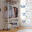 Heavy Duty Rolling Garment Rack 3 Tiers Adjustable Wire Shelving Clothes Rack With Rods And Side Hooks,Storage Closet Clothing Rack With Wheels White 15.7" D X 29.5" W X 74.5" H
