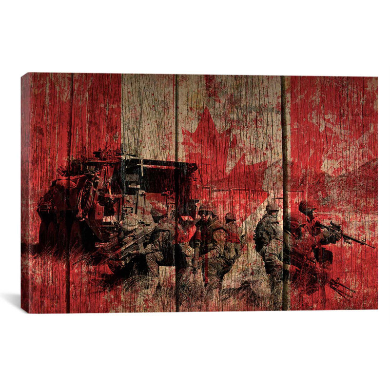 #2, impression sur toile, "canadian militaire armée", H 12 po x l 18 po x P 0,75 po