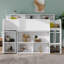 Lit mezzanine pleine grandeur pour enfants avec bureau et lit mezzanine en bois robuste à DEL avec plusieurs tablettes de rangement pour garçons et filles-621889160