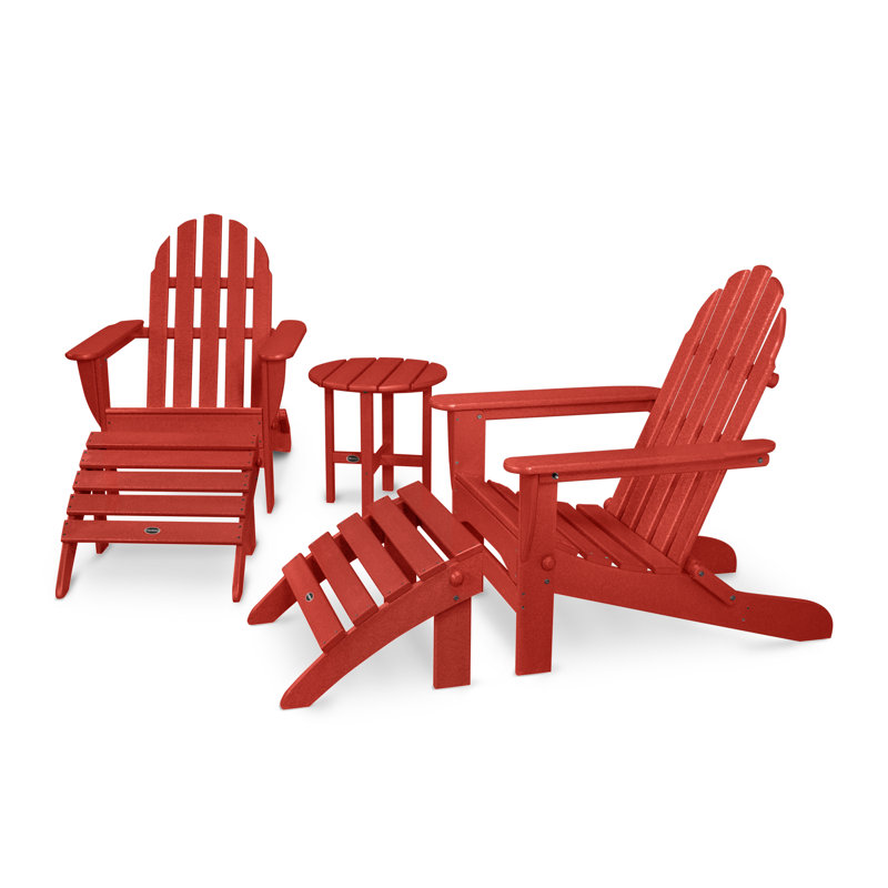 POLYWOOD Classic Adirondack 5-Piece Casual Set, Sunset Red