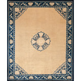 Light Cream Color Antique Mid 19th Century Chinese Ningxia Rug