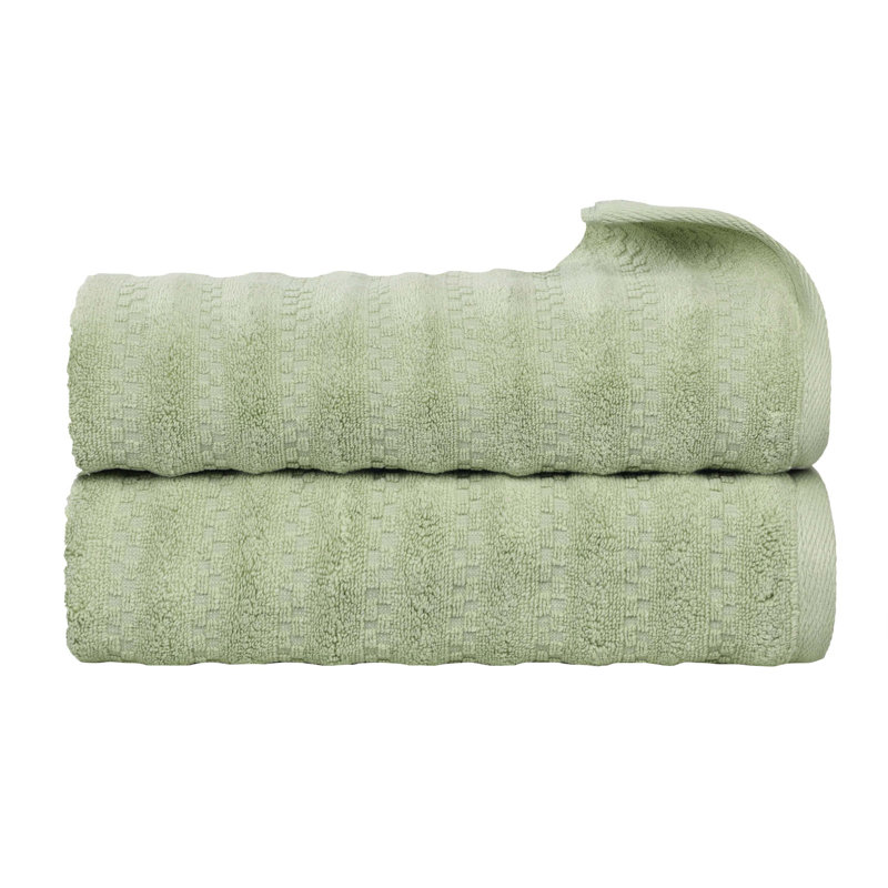 Zuma Zero Twist Cotton Medium Weight Soft Absorbent Bath Towels, Green