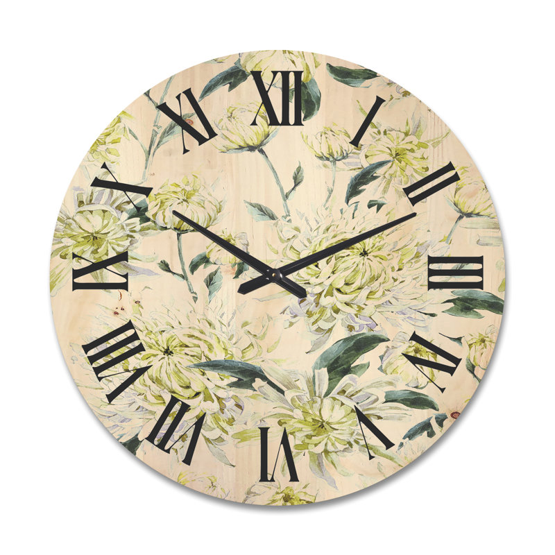 Horloge murale en bois Chrysanthemus I, Grand