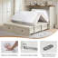 Grand lit escamotable Farmhouse avec station de charge et matelas pliable inclus, blanc-1199082633-1199082630