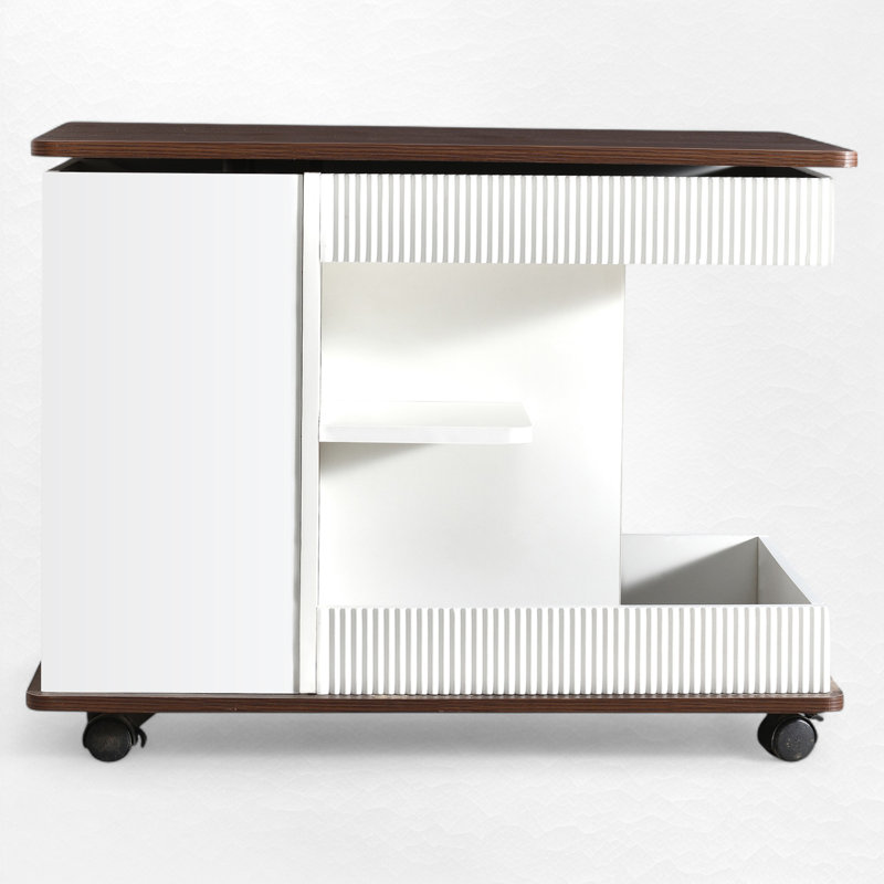 End Table With Lift Top And Wheels, White