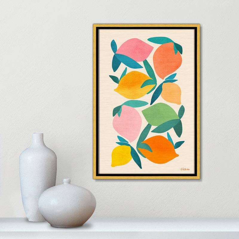 Imprimé «Wild Mango» par Gallagher, Toile avec cadre, 13.5'' W x 19.5'' H, Flotteur doré