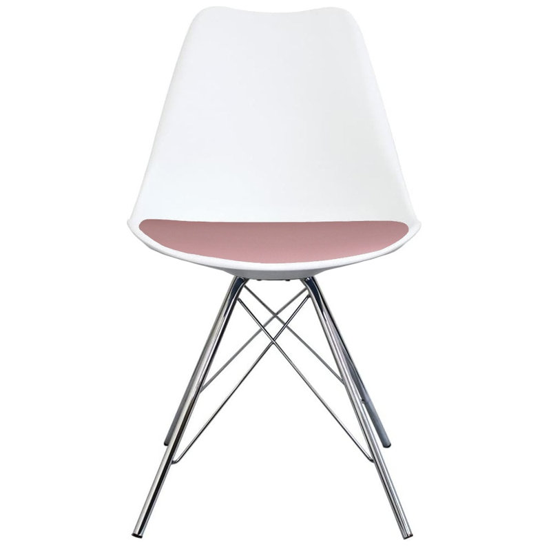 Topeka 45cm H Upholstered Side Chair, White/Pink