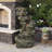 48" Multi-tier Rock Waterfall Fountain With Cool White Led Lights, Outdoor Water Feature For Backyard, Patio & Garden Décor, Gray