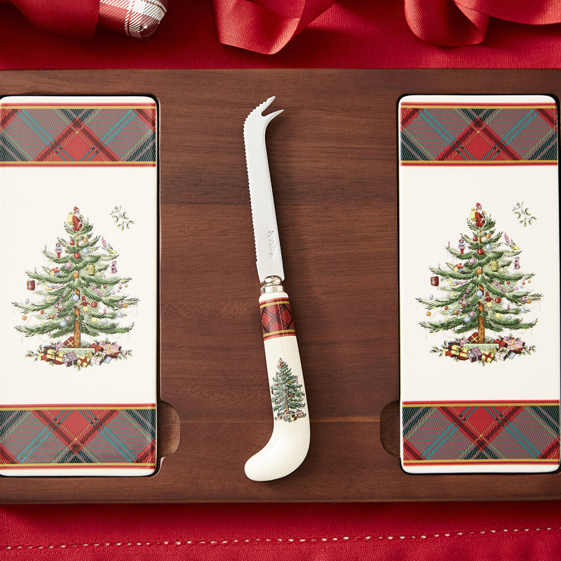 Tartan Cheese Board with Knife