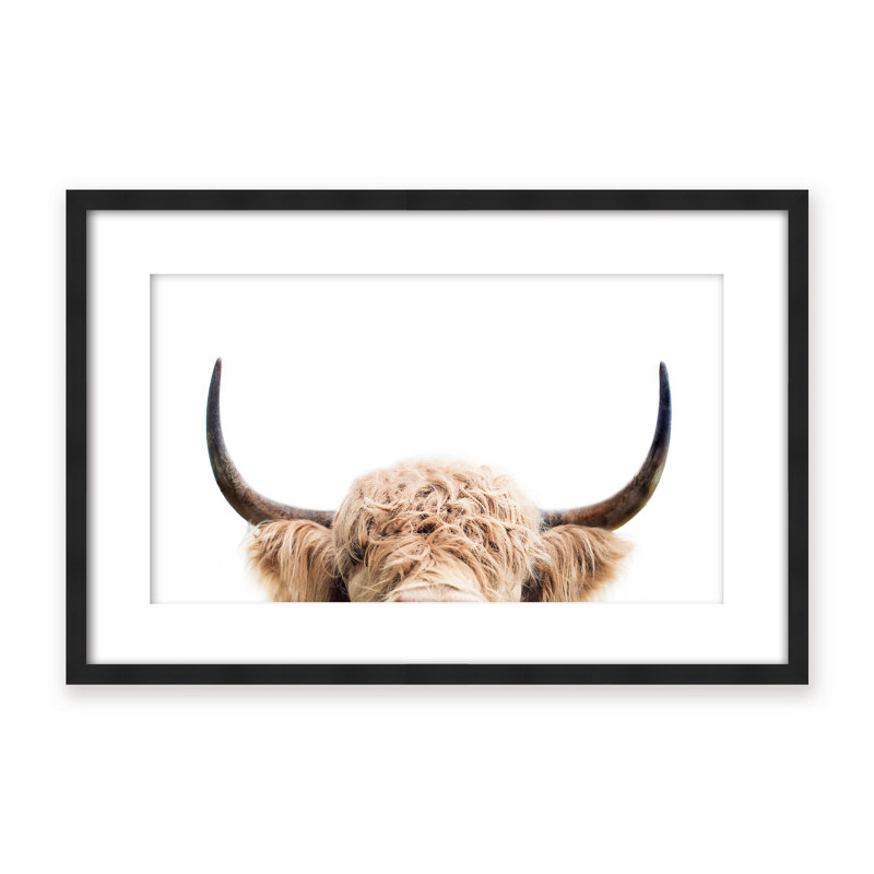 Nature Inspired Peeking Cow by  - Picture Frame Photograph on Paper, 32" H x 48" W x 1.125" D, Framed Print, Brown