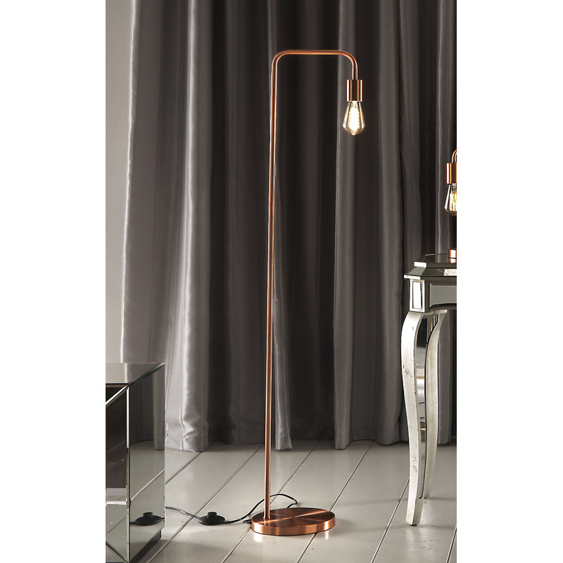 Price 146cm Arched Floor Lamp, Brushed Copper