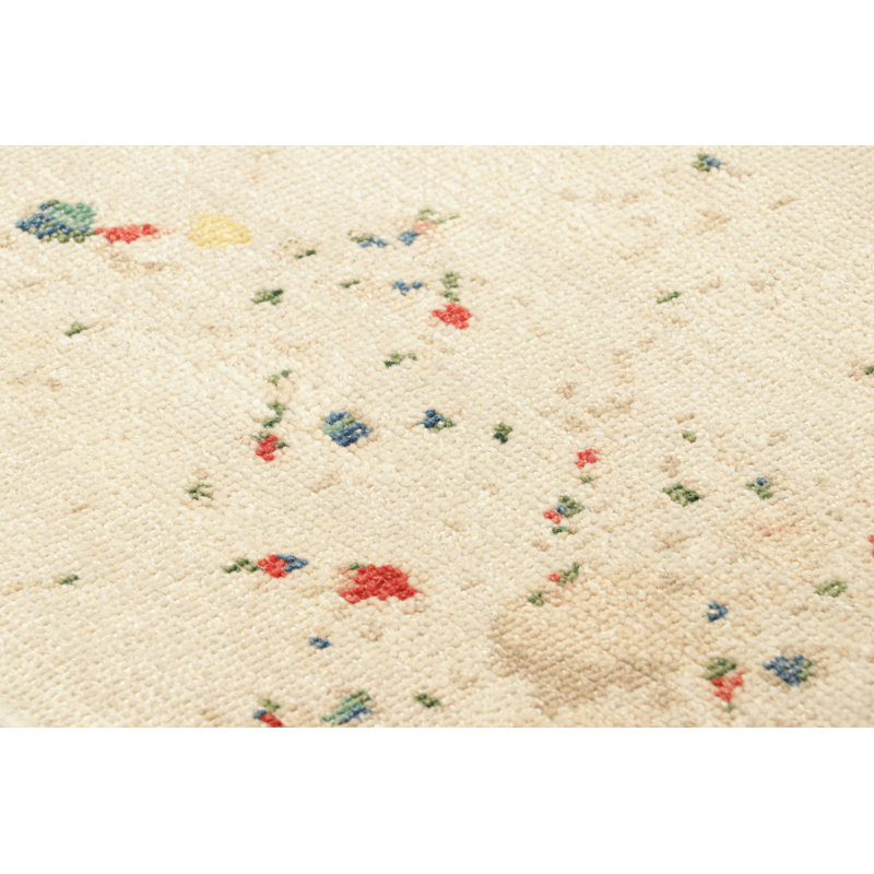 Rug & Kilim’S Modern Distressed Art Rug In White With Colorful Abstract Patterns, Square 3'