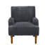Upholstered Corduroy Armchair With Vertical Stripes And Wooden Legs