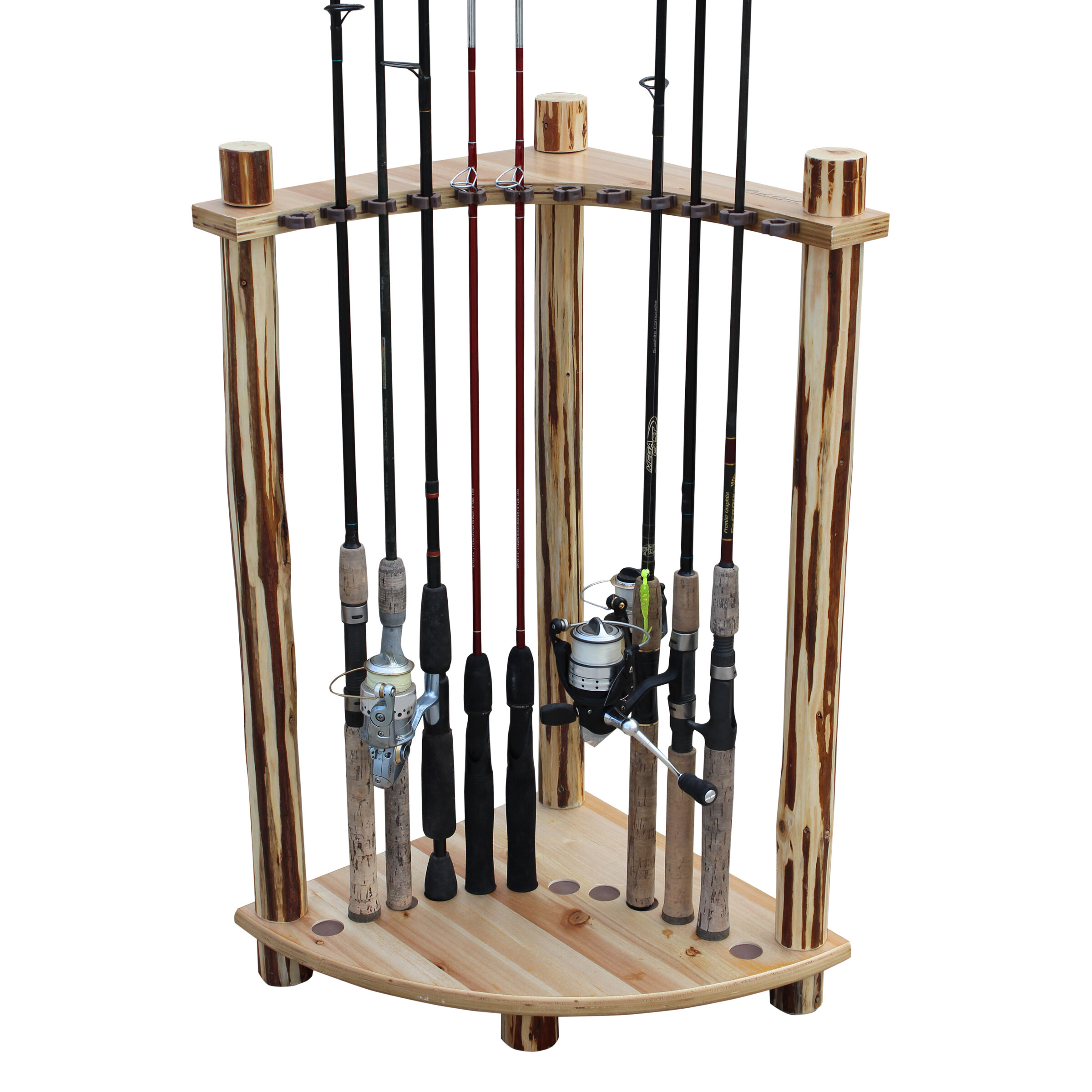Baudette Wood Freestanding Fishing Rack