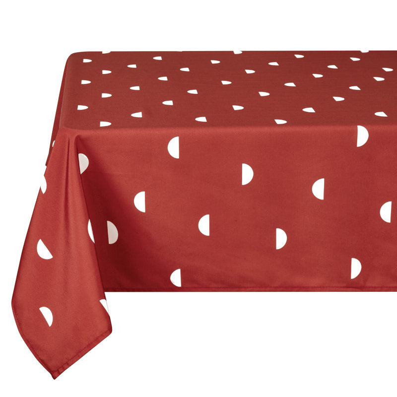 Moon Pattern Spillproof and Water Resistant Tablecloth, 84" Rectangle, Red
