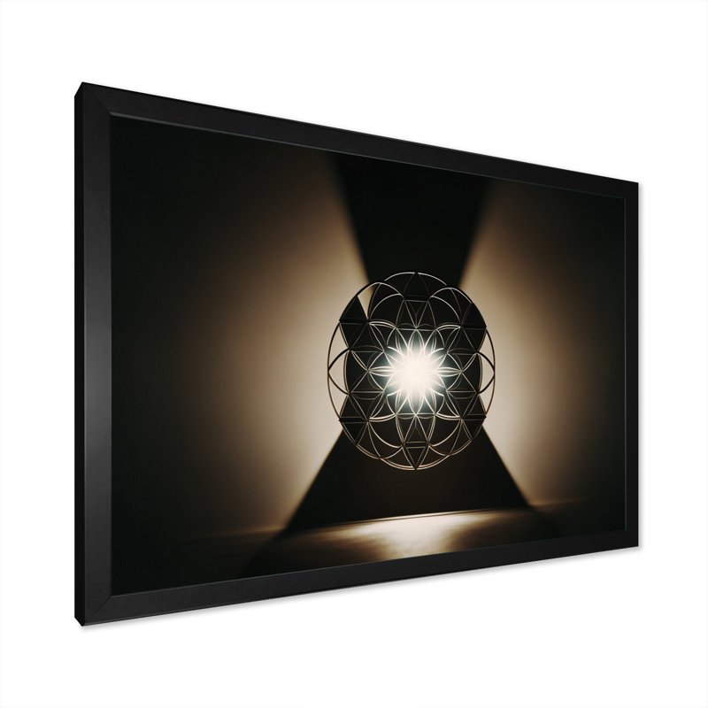 Monochromie géométrique sacrée III - reproduction sur toile, Impression noire sur toile encadrée, H 12 po x l 20 po x P 1 po