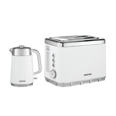 GEEPAS Arcus 1.7L Electric Kettle & 2 Slice Toaster Kitchen Combo Set | 3000W Rapid Boil Cordless Jug Kettle | Auto Shut-Off 360° | 930W Bread Toaster 7 Browning Levels Cancel Defrost Reheat