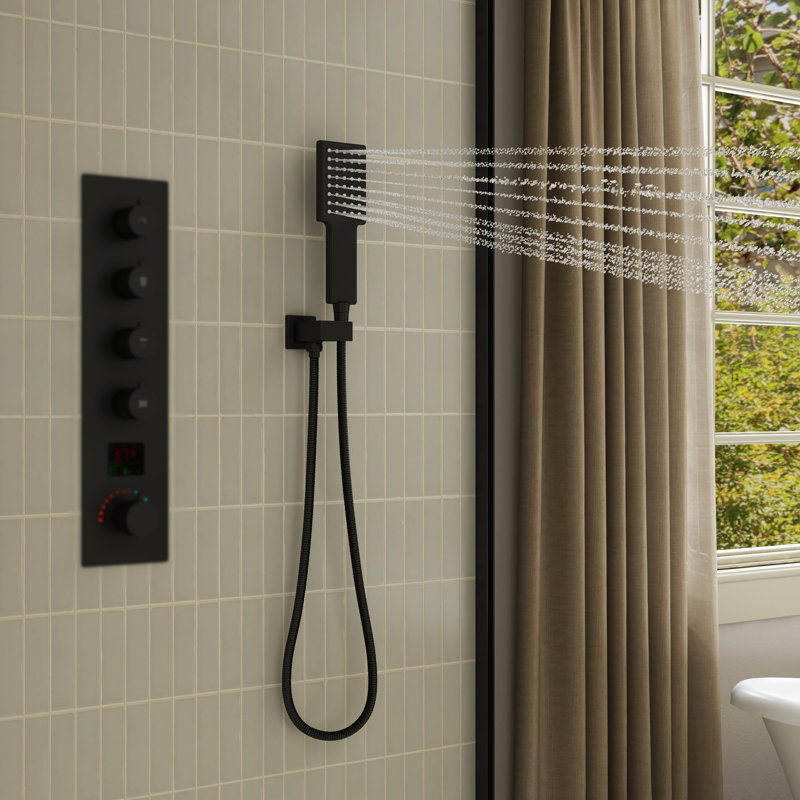 304 Stainless Steel Handheld Shower Head With Standard U.S. NPT 1/2 Thread And Anti-Clogging Silicone Nozzles, Matte Black