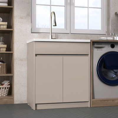 Évier de cuisine 36 po x L 30 po avec lavabo à surface verticale avec armoire de rangement verticale, combinant à la fois fonctionnalité et esthétique