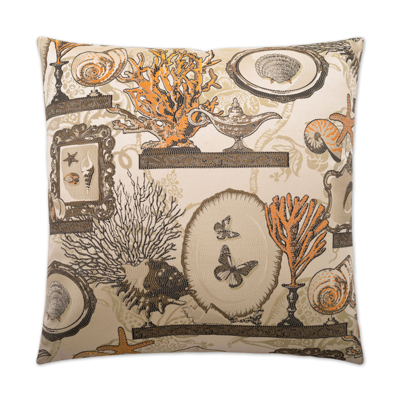 Coral Gardens Throw Pillow, Orange Sea Animals, Rectangle 14"H x 24"W